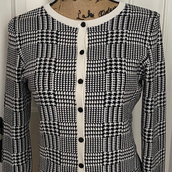 Ann Taylor Black, White Sweater Cardigan, Petite S/P Button Down - Picture 4 of 15